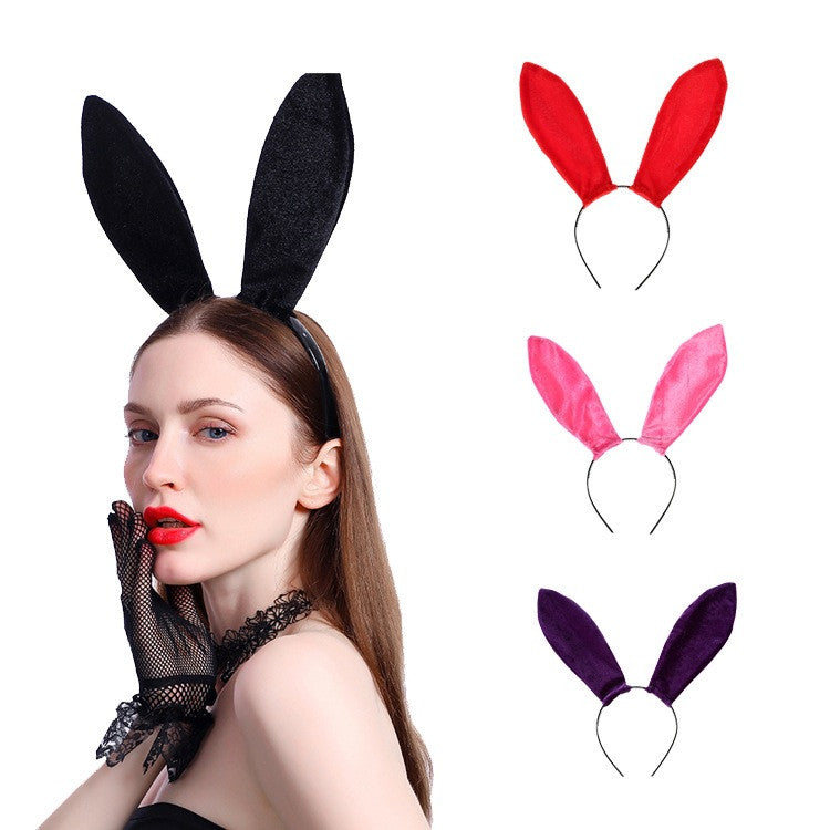 Velvet Rabbit Ears Headband Headband Christmas And Halloween Hair Accessories — side view