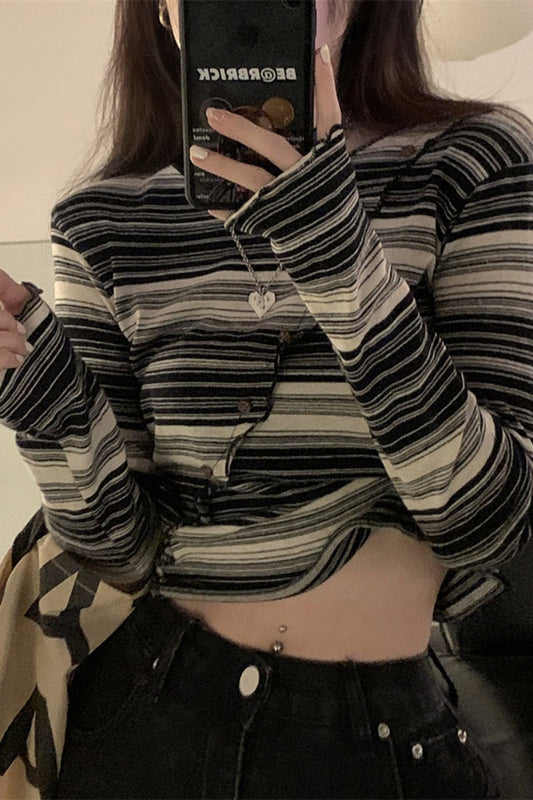 Cropped Top Striped Autumn Hip Hop Women's | Magic Stories