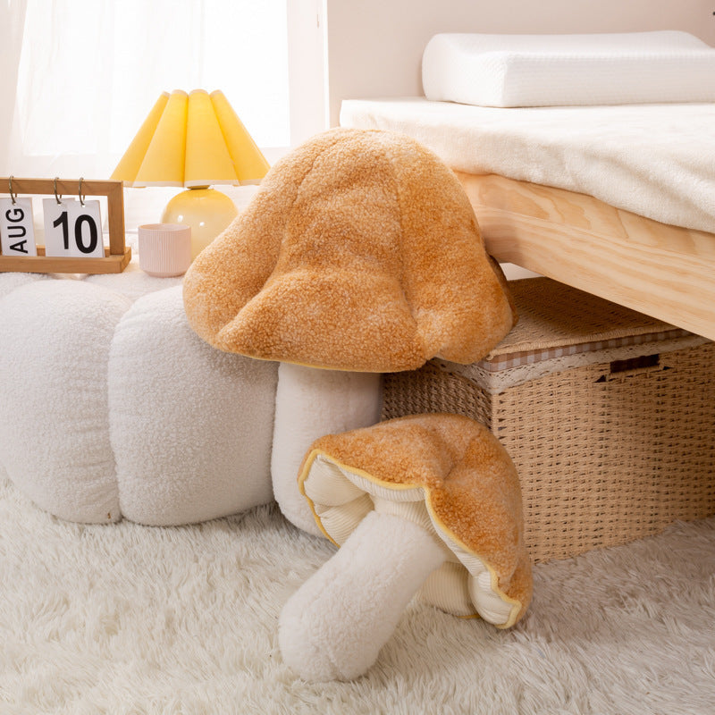 Cute Colorful Small Mushroom Pillow Plush Toy — back view