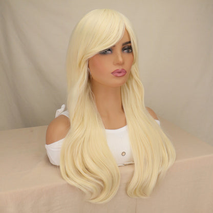 Light Golden Cosplay Wig Micro Curly Long Wig — back view