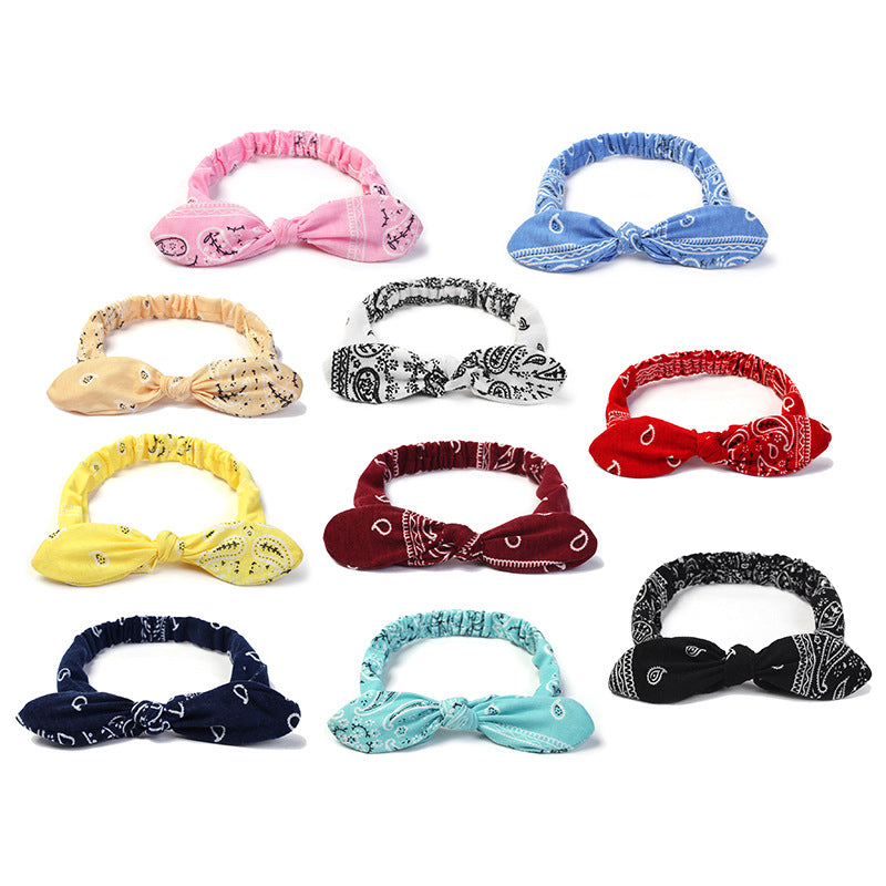 Bunny ears knotted elastic headband — Navy, Sky Blue, Pink, Light Green & More