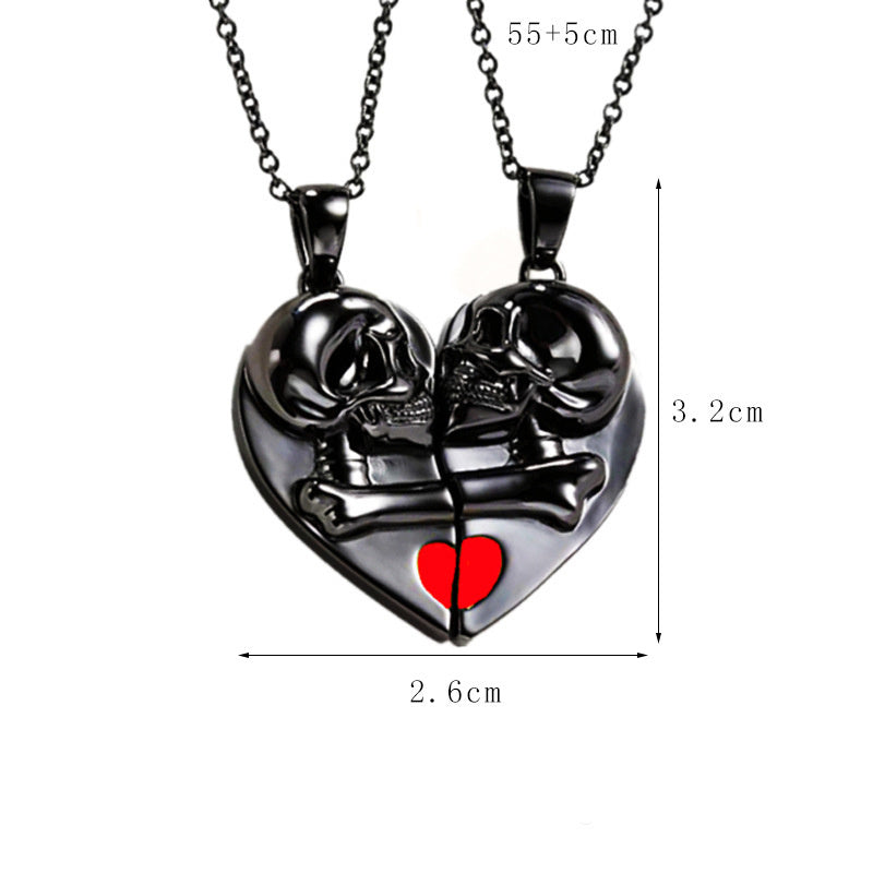 Skull Halloween Necklace Heart-shaped Magnetic - Magic Stories