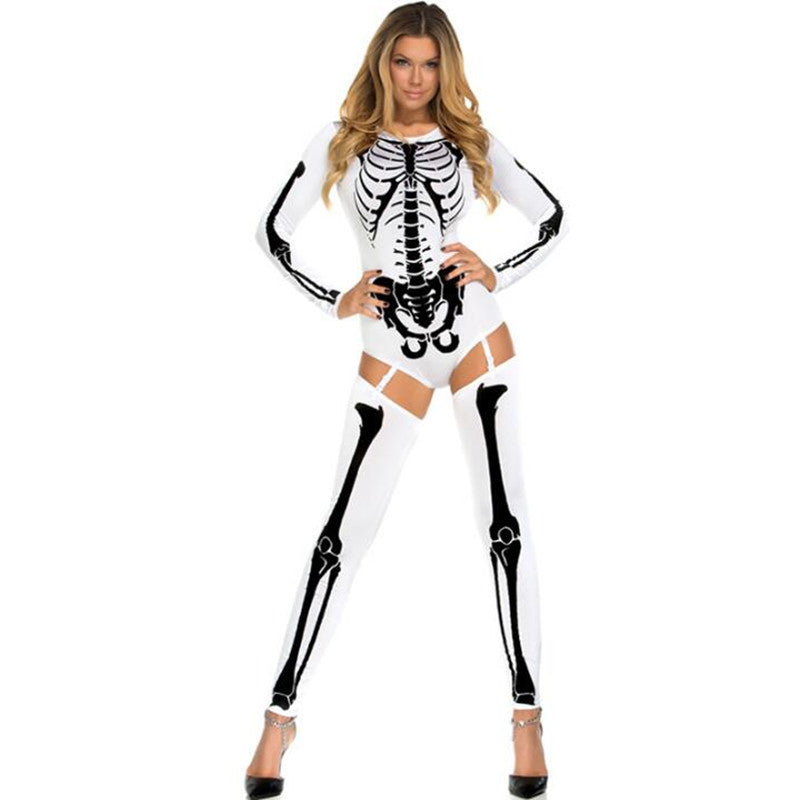 Halloween Cosplay Costume Skull Zombie Uniform — side view