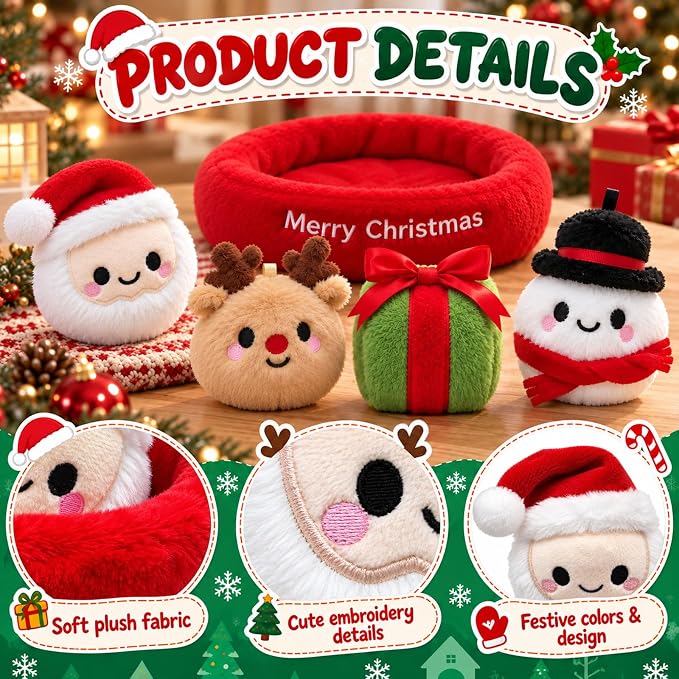 4-Piece Mini Christmas Plush Animals Set | Magic Stories