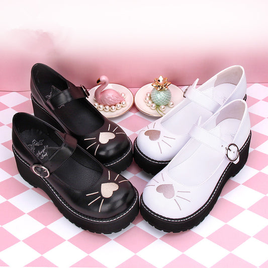 Round Toe Lolita Original Embroidery Cat | Magic Stories