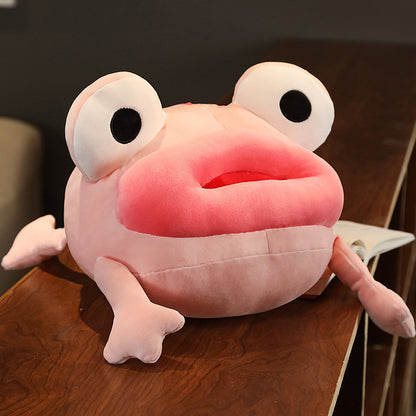 Big mouth frog plush toy doll — side view