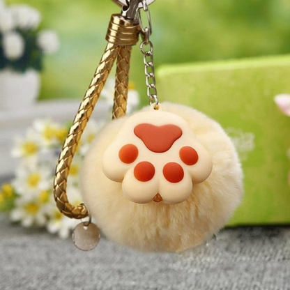 Cute Cat Paw Plush Keychain — side view