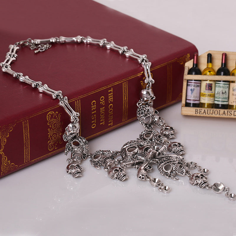 Vintage Skull Necklace - Halloween — back view