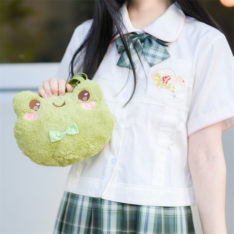 Girls Backpack Doll Frog Plush Toy Doll — scale reference