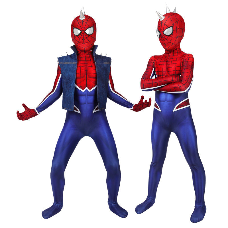 Spider-Man PS4 Spider-Punk Suit Kids Jumpsuit Cosplay Costumes — back view