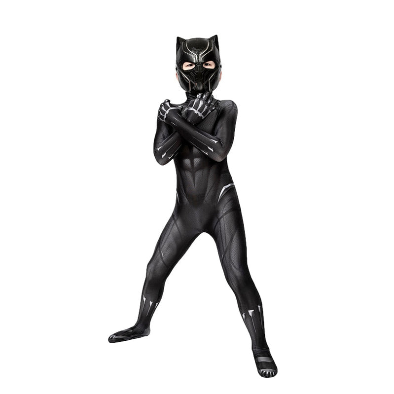 Captain America Civil War Black Panther Children Jumpsuit Cosplay Costume — back view
