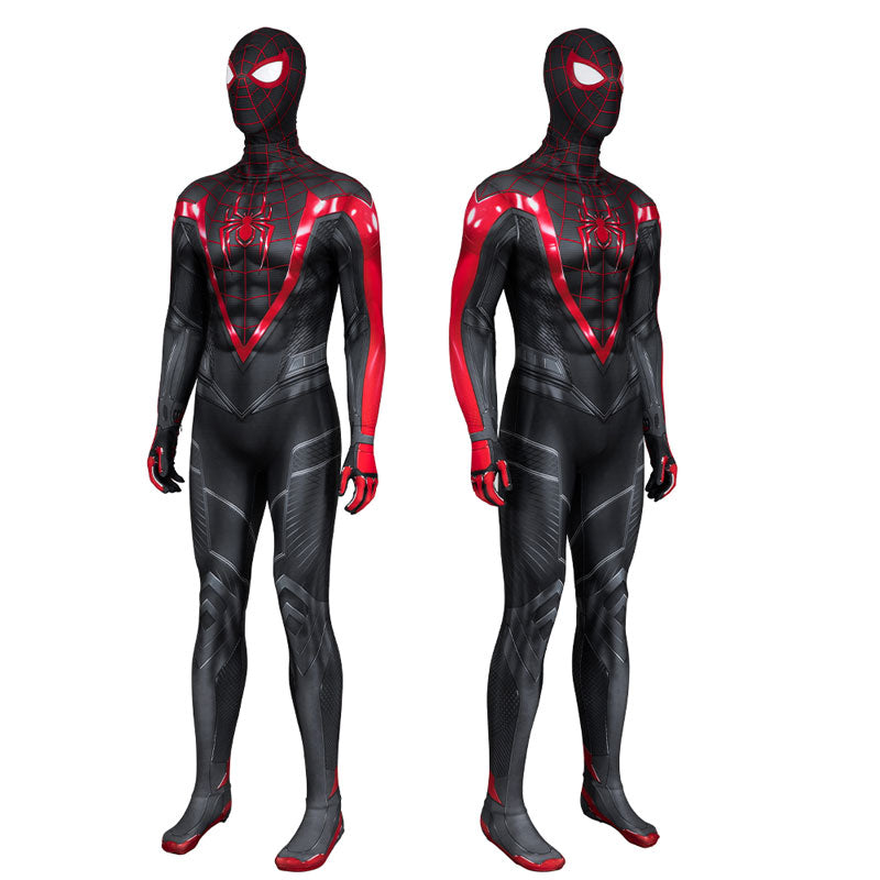 Spider-Man 2 PS5 Miles Morales Black Jumpsuit Cosplay — back view
