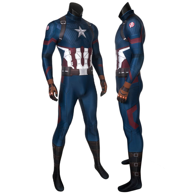 Avengers Endgame Captain America Jumpsuit Cosplay Costume — back view