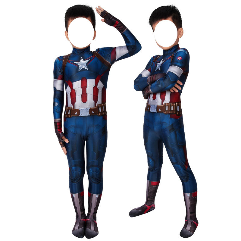Avengers: Age of Ultron Captain America Kids Jumpsuit Cosplay Costumes — back view