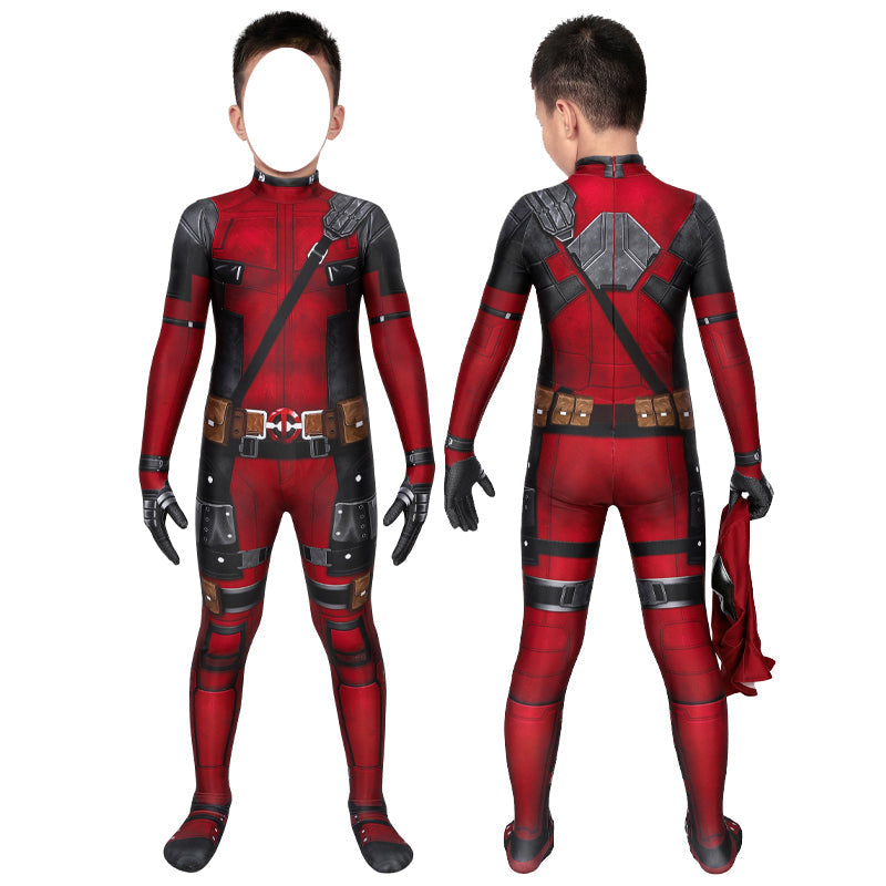 Deadpool Wade Wilson Kids Jumpsuit Cosplay Costume — back view