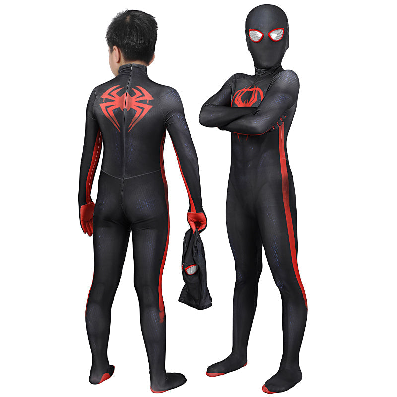 Spider-Man: Across The Spider-Verse Miles Morales Kids Jumpsuit Cosplay Costumes — back view