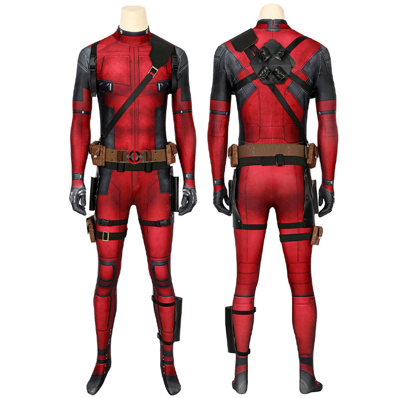 Deadpool 3 Wade Wilson Jumpsuit Cosplay Costume with Props — back view