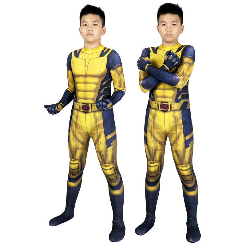 Deadpool & Wolverine Kids Jumpsuit Cosplay Costume — back view