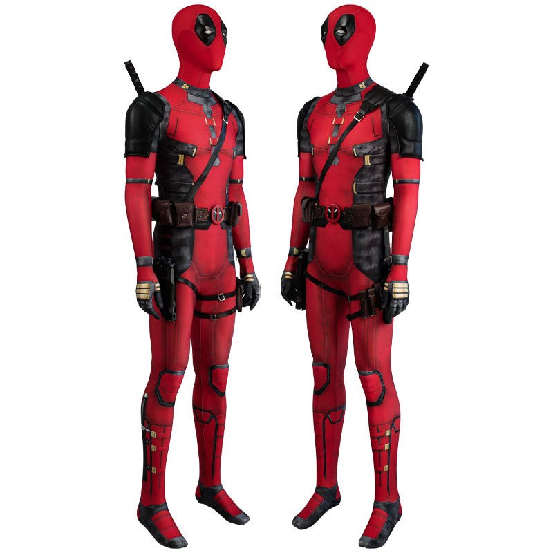 Deadpool 3 Wade Wilson Jumpsuit Cosplay Costume — Red & Black — back view