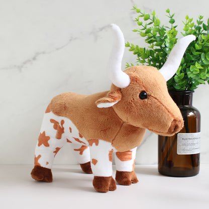 Simulation Longhorn Highland Cow Plush Doll Cartoon Animal — back view