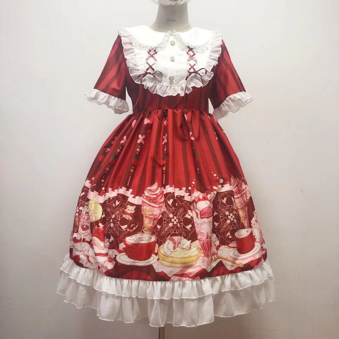 Meow Sauce Ice Cream Lolita Op Short Sleeve | Magic Stories