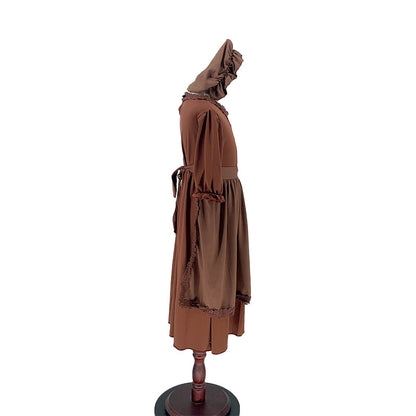 Medieval Civilian Costume Children European Colony Poor Cosplay Clothes Cosplay Old Grandma Performance Costumes — back view