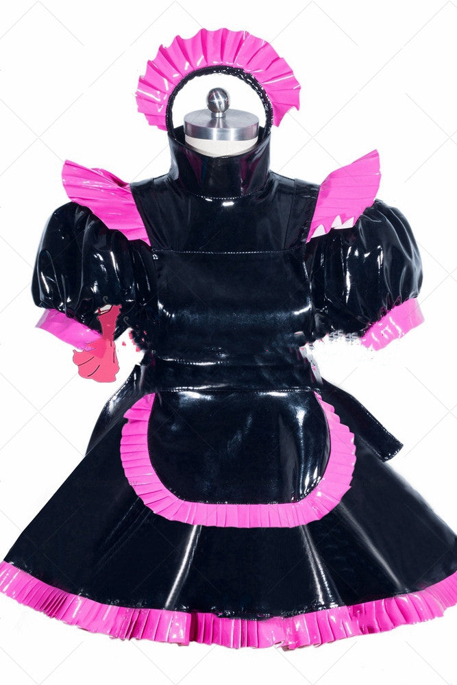 Maid Cosplay Dress In Black Patent Leather | Magic Stories