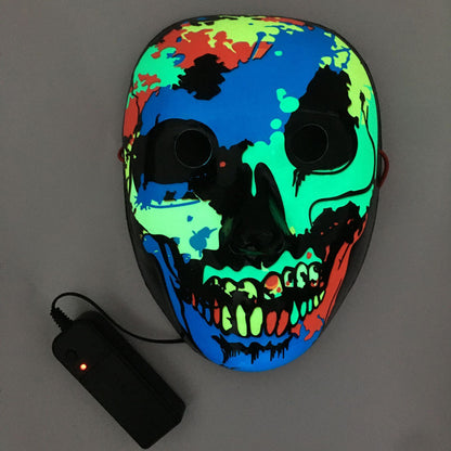 LED Mask Luminous Glowing Halloween Party Mask Neon EL Mask Halloween Cosplay Mask — back view