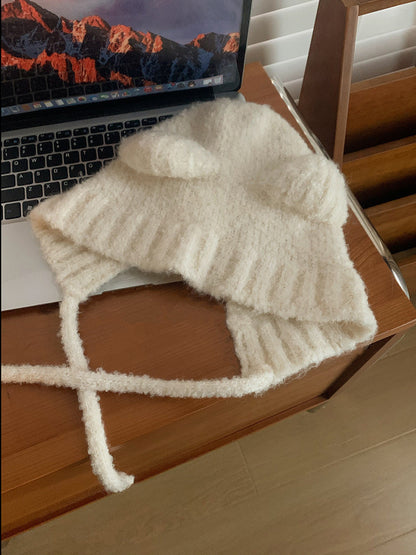 Women's Lace-up Cute Bear Ears Plush Hat | Magic Stories