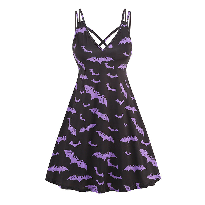 V-neck Strap Halloween Printed Pumpkin | Magic Stories