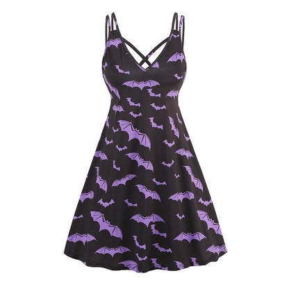 V-neck Strap Halloween Printed Pumpkin | Magic Stories