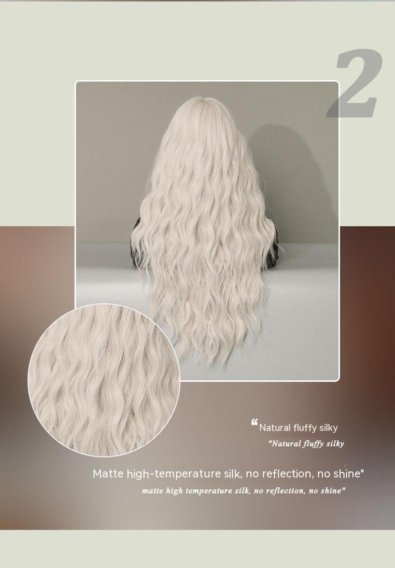 Silver Pink Curly Long Hair Full-head Wig Natural Realistic Fluffy Lolita Anime Cosplay — side view