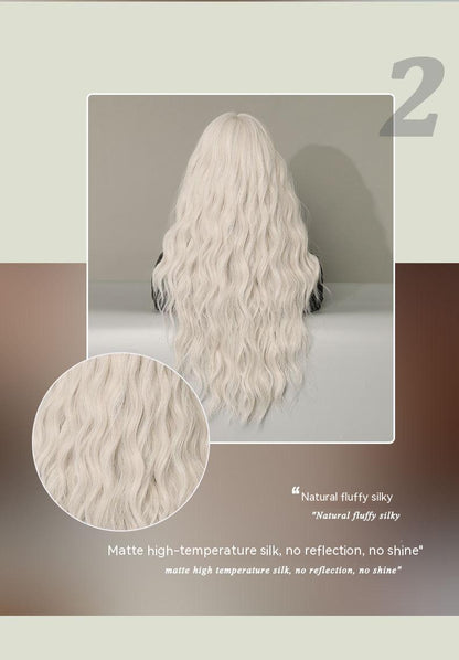 Silver Pink Curly Long Hair Full-head Wig Natural Realistic Fluffy Lolita Anime Cosplay — side view