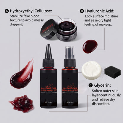 Halloween Fake Blood Makeup Set, Realistic Wound Effects, Cosplay Stage Party Costume Prop — detail