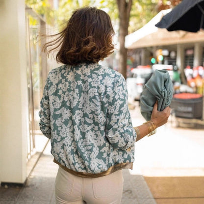 Casual Jacket Slim-fit Zipper Printed Jacket — back view