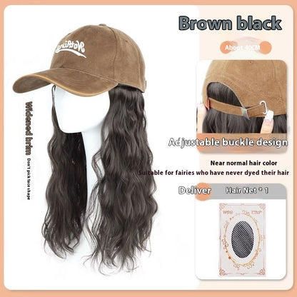Hat Wig Integrated Fashion Large Wig Full-head Wig — scale reference