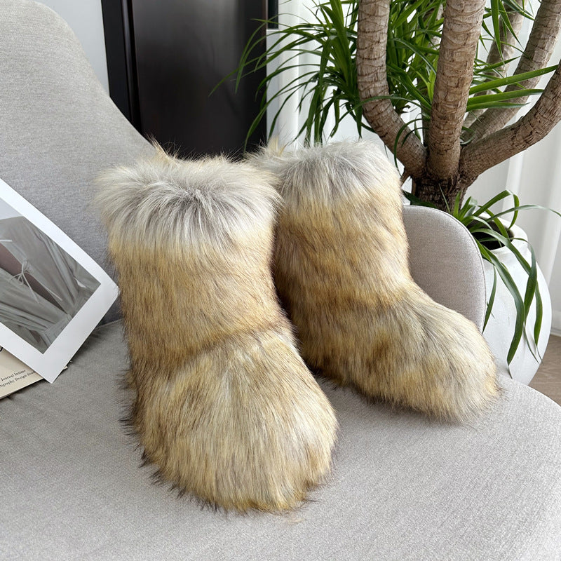 Raccoon Fur Plush Snow Boots | Magic Stories