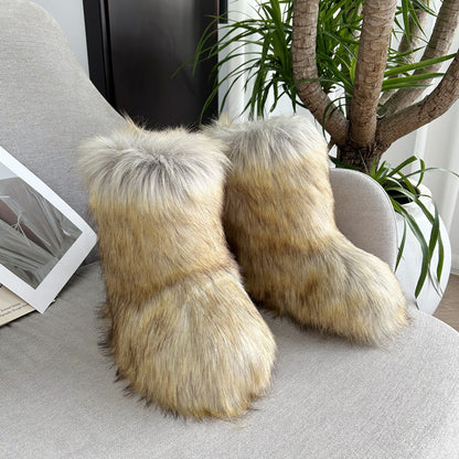 Raccoon Fur Plush Snow Boots | Magic Stories