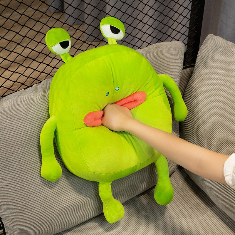 Ugly And Cute Cute Frog Pillow Plush Toy Accompany Toy Doll Sausage Mouth Gu Gugu — side view