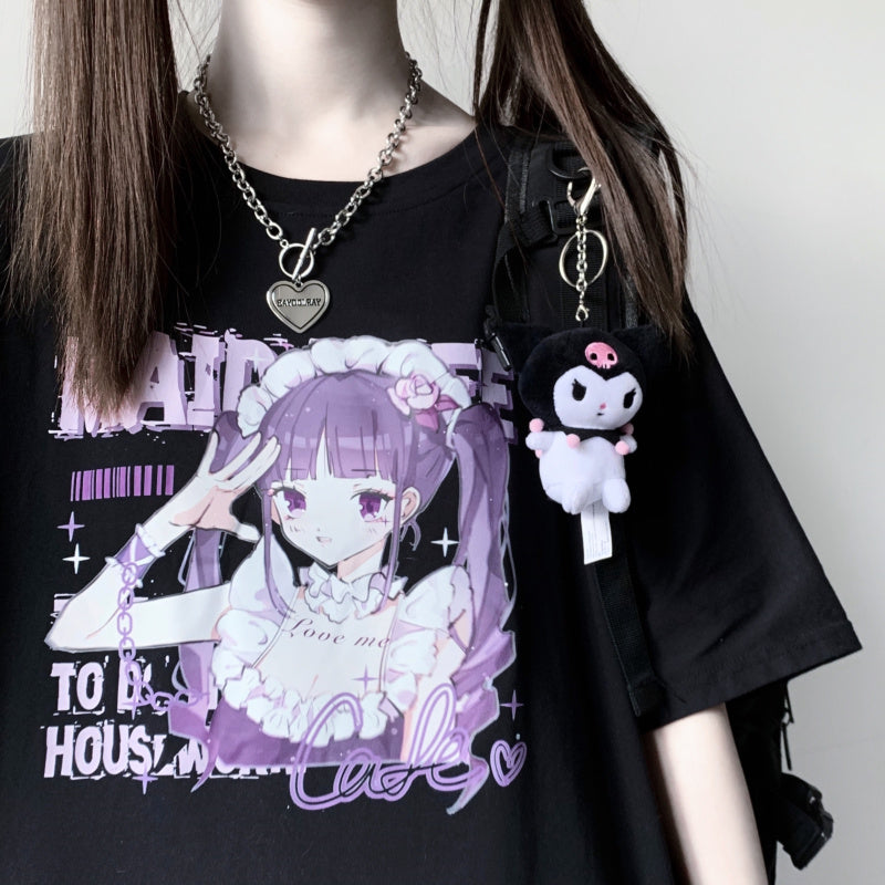 Anime Print White Short Sleeve T-Shirt Women — packaging