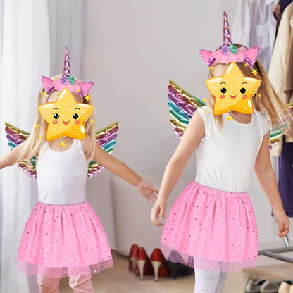 Costume Accessories Set With Headband, Wings, And Dress In Pink And Purple,Costume Accessories For Party And — back view