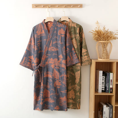 Men's Cotton Gauze Kimono Long Dress Bathrobe — packaging