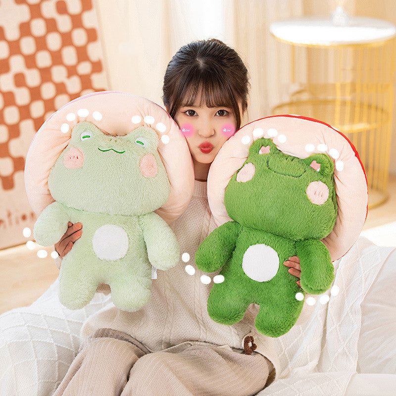 Frog Plush 3-Pack — Mushroom Frog Pillow, Big Mouth Frog Doll & Little Frog Plush