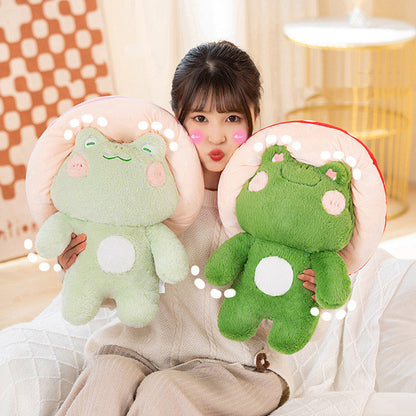 Frog Plush 3-Pack — Mushroom Frog Pillow, Big Mouth Frog Doll & Little Frog Plush