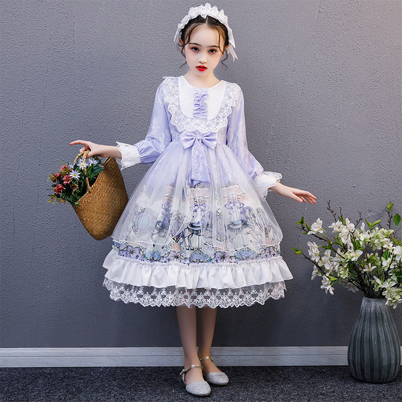 Lolita Girls Long Sleeve Dress — side view