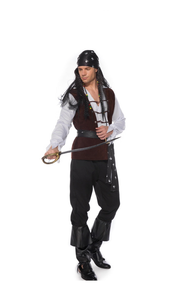 Men's Cosplay Clothes Halloween Pirates Of The Caribbean Clothing — back view