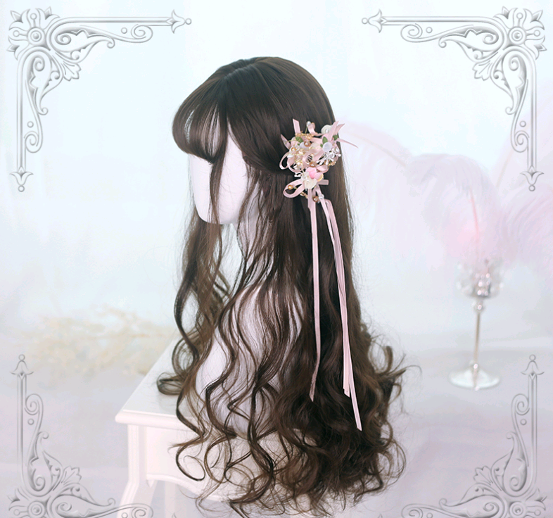 Lolita Long Curly Hair 65cm Black Air Bangs | Magic Stories