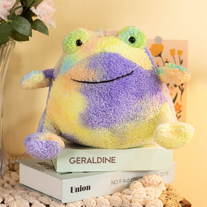 Cute Frog Doll Pillow Colorful Tie-dye Plush Toy — side view