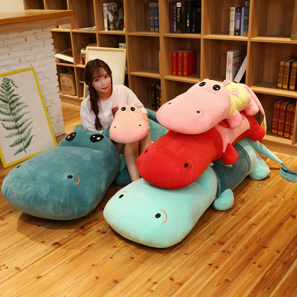 Hippo-shaped Long Pillow Plush Toy | Magic Stories