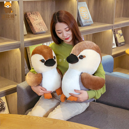Brown duck bird plush plush toy — back view